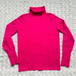 French Connection Women Bold Vibrant Hot Pink Mock Turtleneck Sweater Size Small